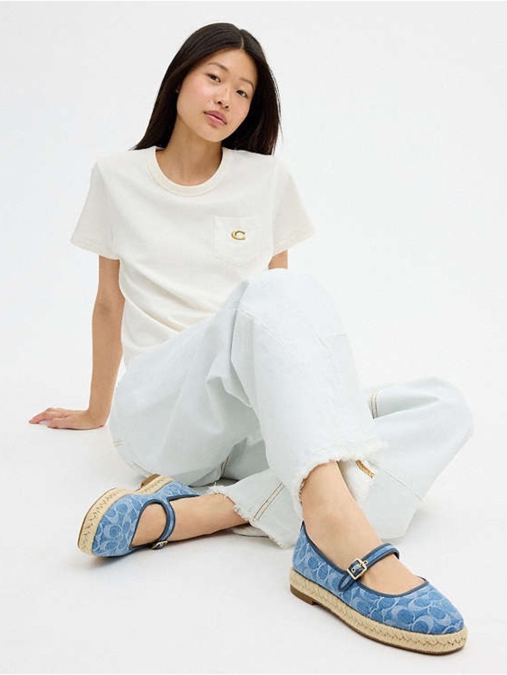 Coach Mary Jane Espadrille In Signature Denim